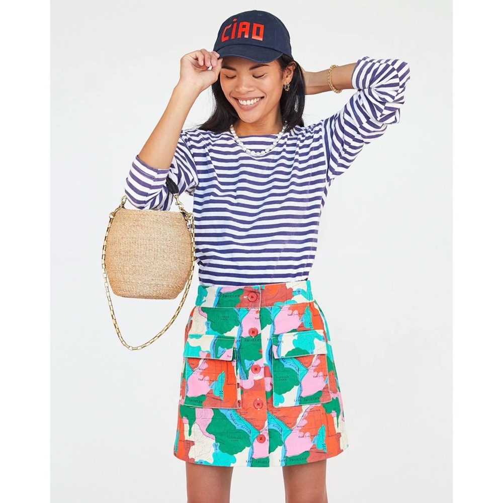 Clare V L.A. Map Skirt